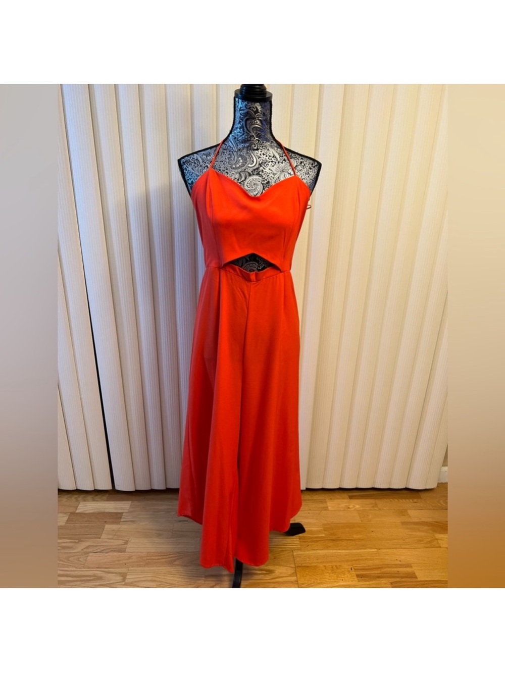 june & hudson Red Halter Cutout Maxi Dress